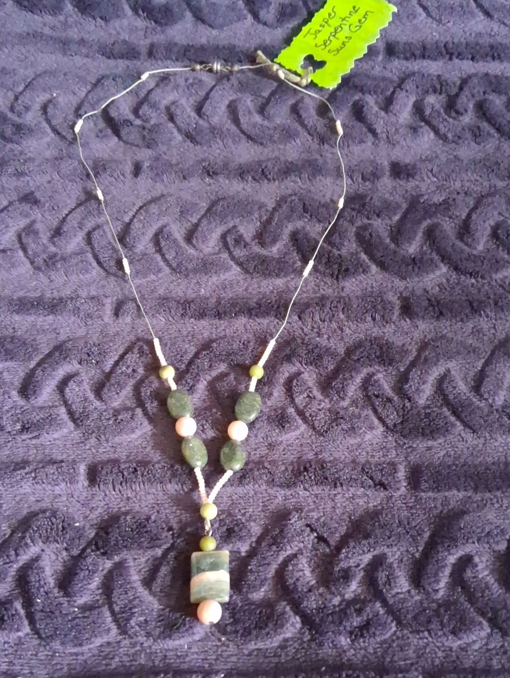 Jasper, Serpentine, Suns Gem Necklace. Magnetic Clasp